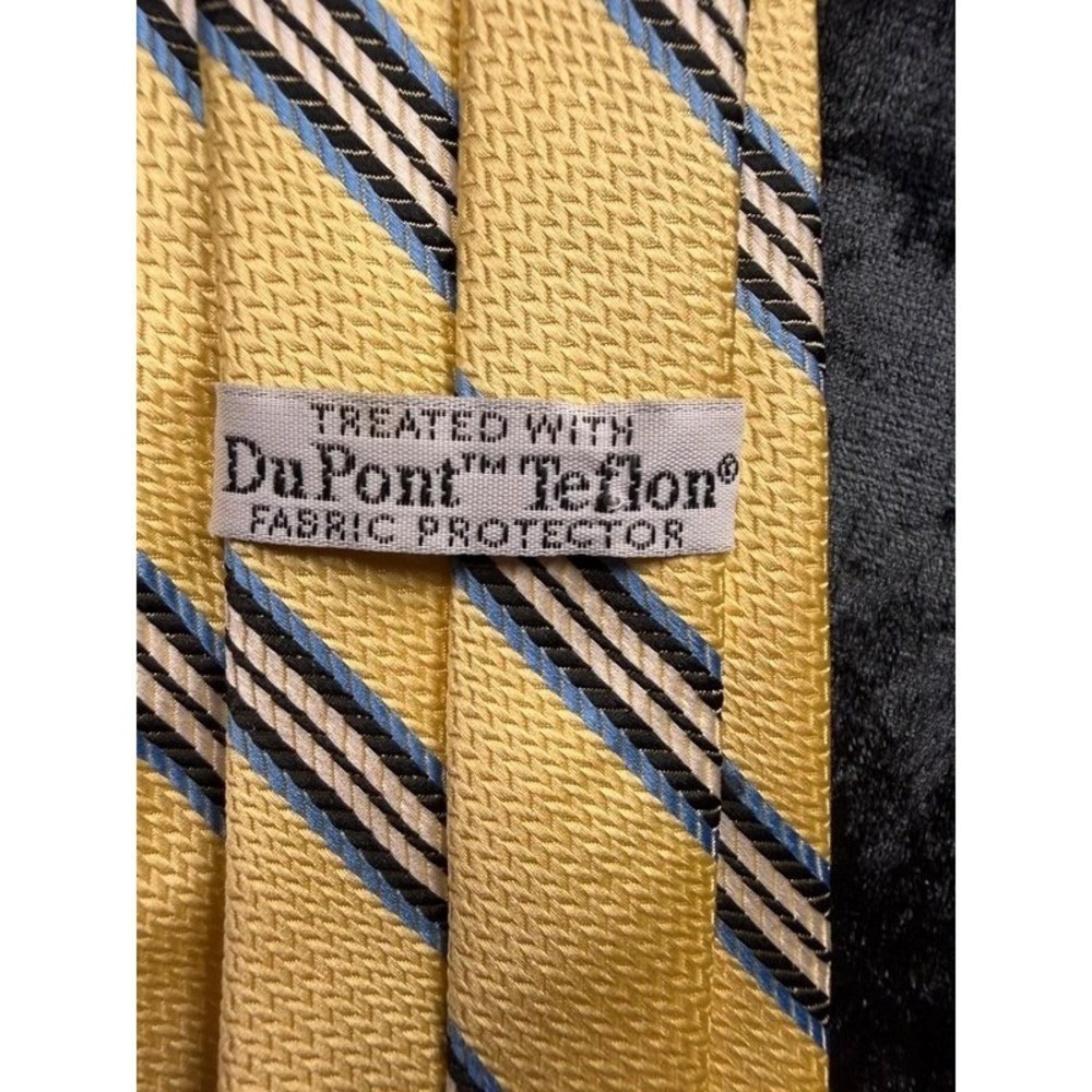 Boys Clip-On Tie Yellow Blue Stripe 14" Teflon Polyester Pre-Tied Necktie - Picture 3 of 8